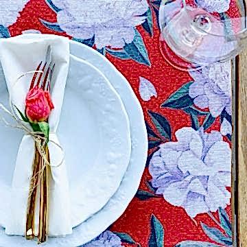 Kırmızı Rose Amerikan Servis Kumaş 4'lü Set 50*35